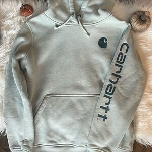 Carhartt Light Blue/Gray Hoodie with Navy Logo